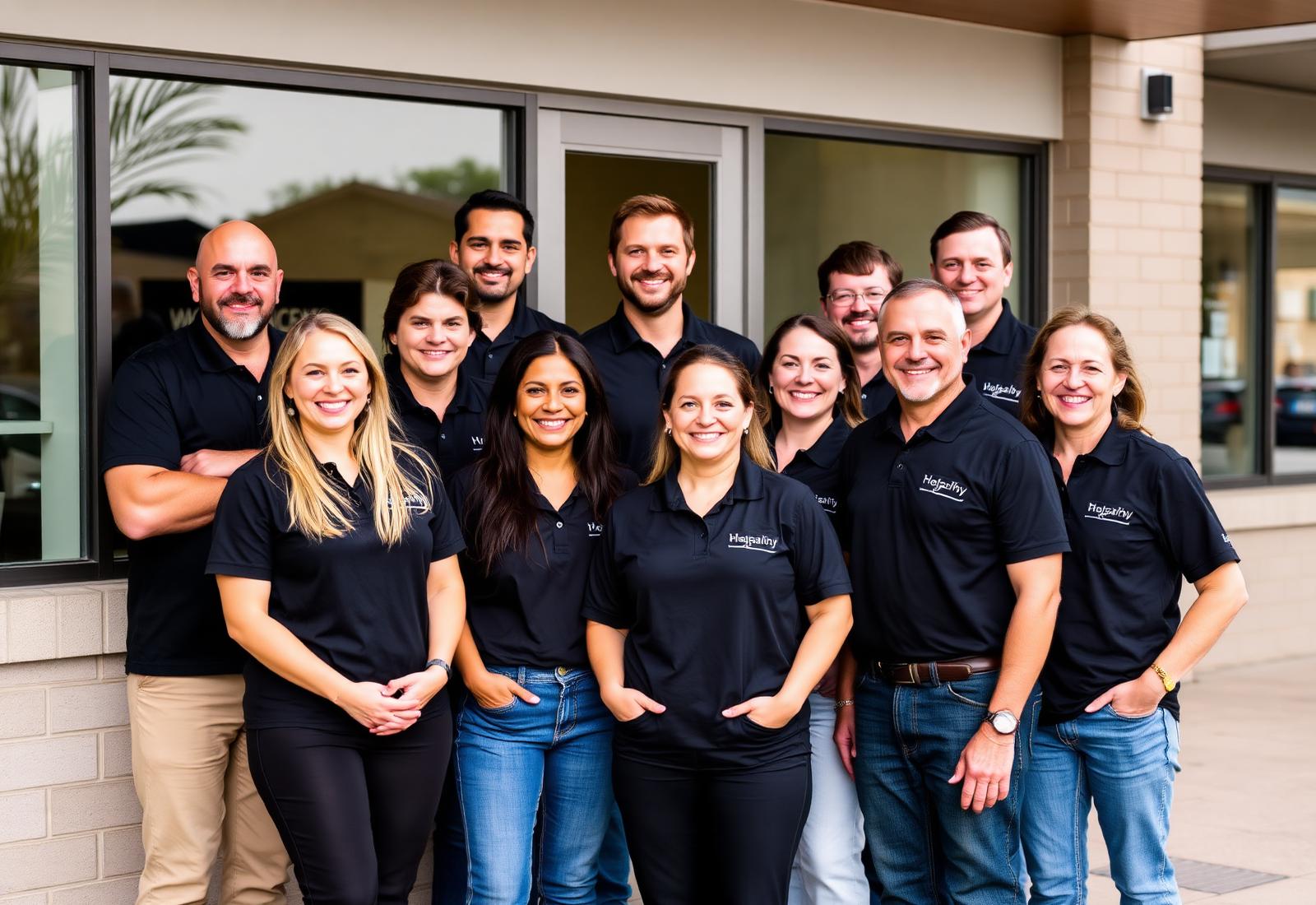 The locally owned Vend Hub team in branded black polos